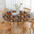thumbnail image 3 of Brown Skull Marigold Pattern Round Fitted Tablecloth with Elastic Edge,Dining Table Cover Waterproof,Outdoor Round Tablecloth for Camping,Dining,Indoor and Outdoor, 3 of 7