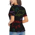 thumbnail image 3 of Women's V Neck T Shirts Casual Short Sleeve Tops Blouse, Dinosaur Dino Black, 3 of 6
