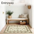 thumbnail image 3 of Flatwoven High Traffic Area Rug, Sage Green Floral Oriental, Non Slip, Stain Resistant, Washable Area Rugs for Living Room, Bedroom(Beige, 8X10), 3 of 8