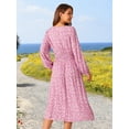 thumbnail image 5 of DARING DIVA Fall Long Sleeve Midi Floral Boho Dress XL Pink, 5 of 7