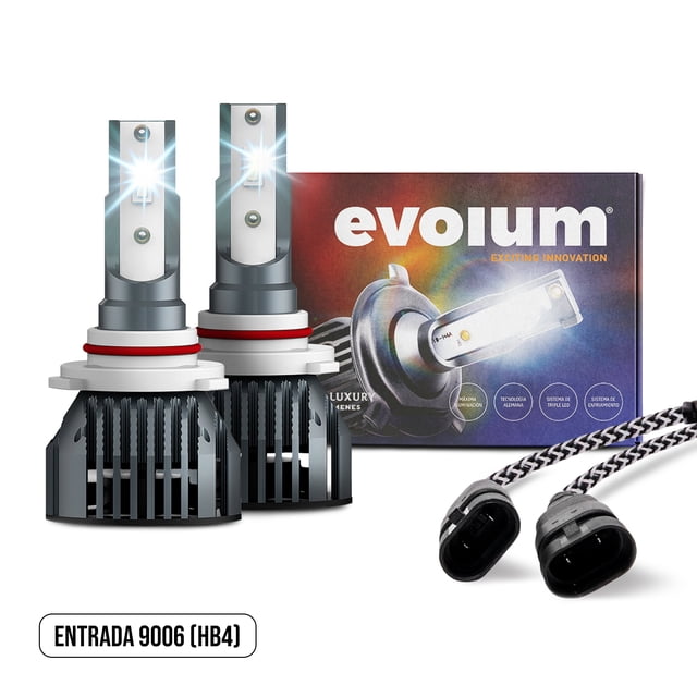 Luces Led para Auto - EVOLUM - Modelo Ultra Luxury 14,000 lúmenes - Resistencia al Agua - Haz de luz Perfecto: Luz Blanca (9006)