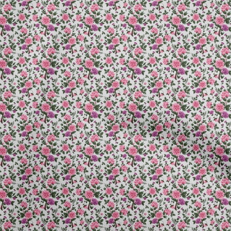 oneOone Rayon White Fabric Florals Diy Clothing Quilting Fabric Print Fabric By Yard 56 Inch Wide