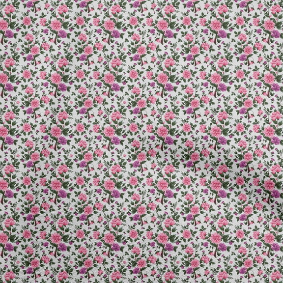 oneOone Cotton Poplin White Fabric Florals Sewing Material Print Fabric By The Yard 42 Inch Wide