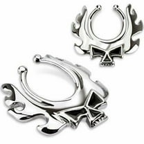 Body Accentz Nipple Rings non pierce pair Non-Piercing Clip On Nipple Ring/Blazing Skull HO1827