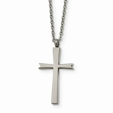 Mia Diamonds Stainless Steel Polished Cross Necklace Chain