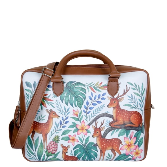 Deer Printed Faux Leather Top Handle Crossbody Bag for Women – Handbag, Versatile Shoulder Bag, Travel Purse & Work Tote for Daily Use