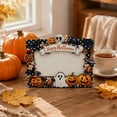 thumbnail image 2 of Qocolcyl Halloween Wooden Photo Frame, Spooky Pumpkin Black Cat Ghost Pattern Freestanding Tabletop Picture Frame, Rustic Wood Photo Ornament for Indoor Outdoor Home Party Halloween Decorations, 2 of 7