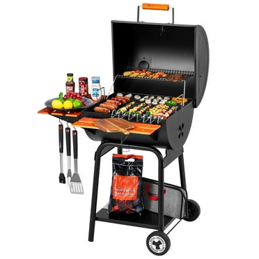 Royal Gourmet CC2024 24-Inch Charcoal BBQ Grill with Wooden Front Shelf & Side Shelf