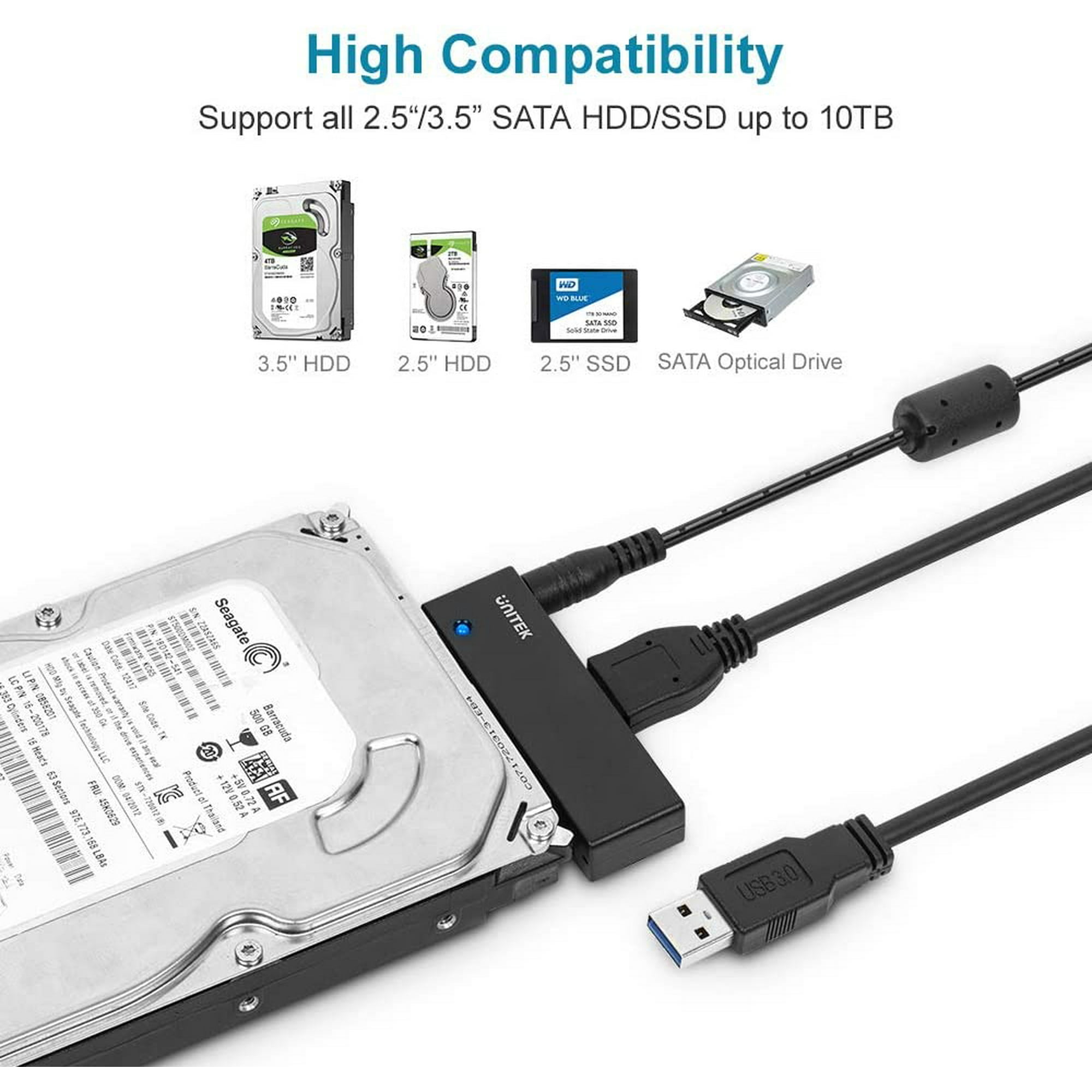 Faldgruber Inspektør bille Unitek USB 3.0 to SATA III Hard Drive Adapter Converter Cable for 2.5 3.5  Inch HDD/SSD Hard Drive Disk and SATA Optical | Walmart Canada
