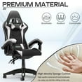 thumbnail image 4 of Bigzzia High-Back Gaming Chair PC Office Chair Computer Racing Chair PU Desk Task Chair Ergonomic Executive Swivel Rolling Chair with Lumbar Support for Back Pain Women, Men (White), 4 of 8