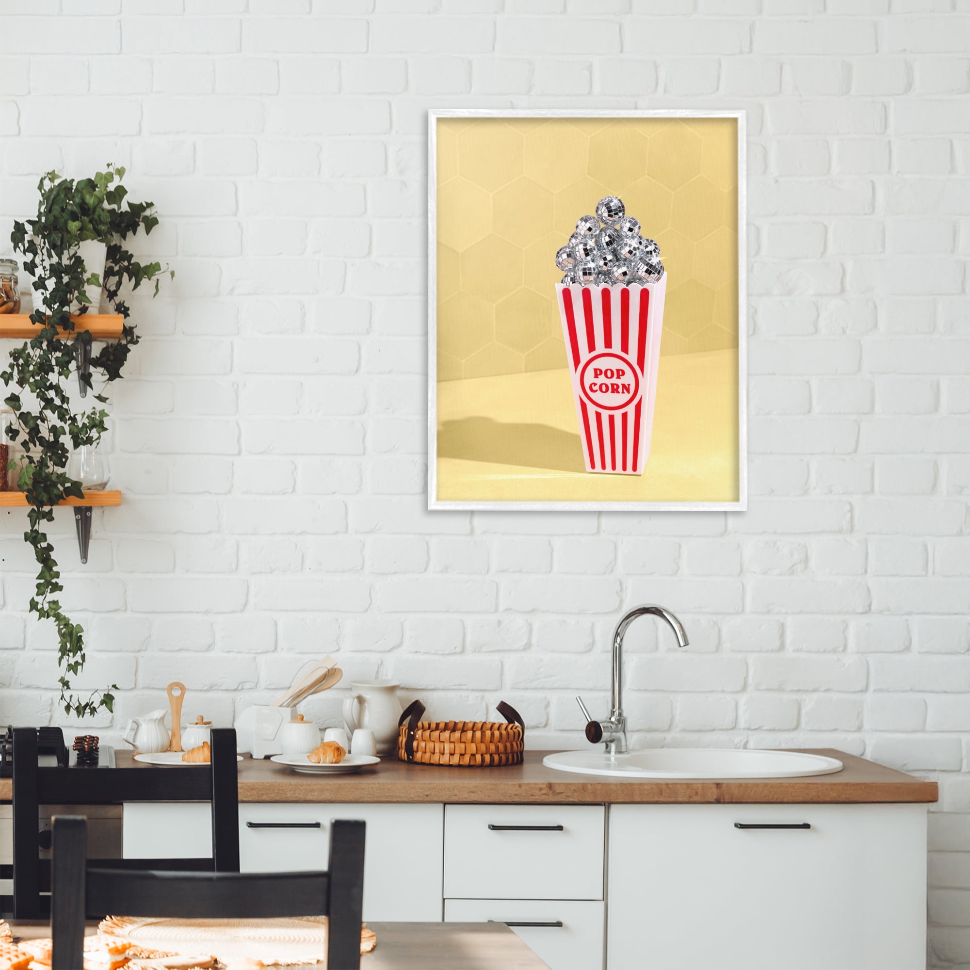 Stupell Industries Disco Filled Popcorn White Framed Giclee Art, design by LISH Creative