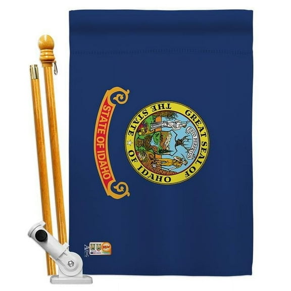 AA-SS-HS-140513-IP-BO-D-US18-AG 28 x 40 in. Idaho States Impressions Decorative Vertical Double Sided House Flag Set & Pole Bracket Hardware Flag Set