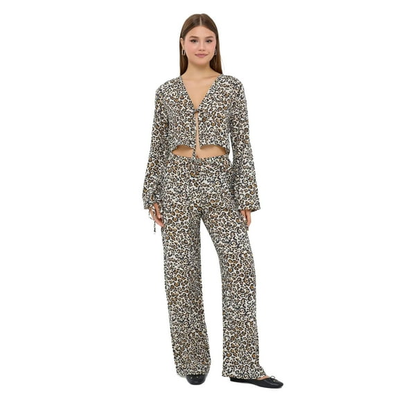 Animal Print V-Neck High Waist Co-ord Set