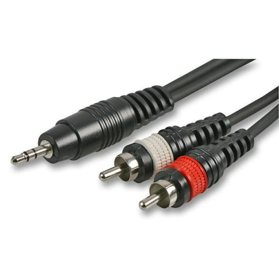 PULSE - 3.5mm Stereo Jack to 2x Phono (RCA) Plug to Plug Lead, 0.3m Black