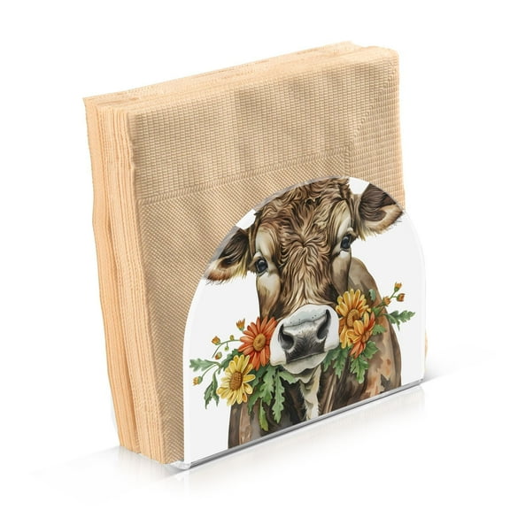 JSTEL Watercolor Cows Napkin Holder for Table Cocktail Farmhouse, Paper Napkins Dispenser for Home Kitchen Coffee Shop Dining Room Decor