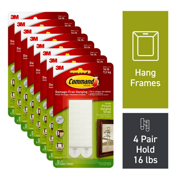 Command Picture Hanging Strips, Large, White, 32 Pairs