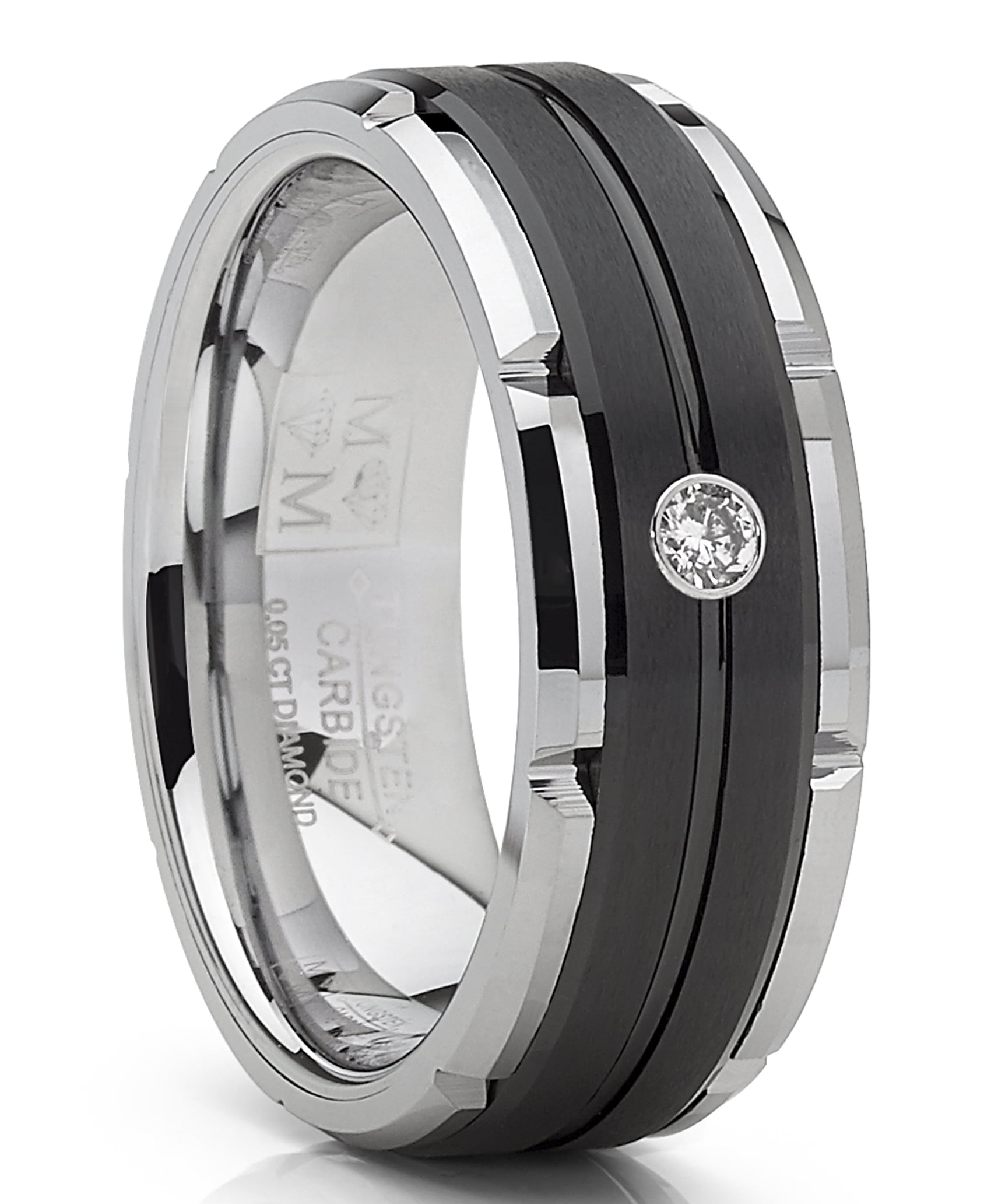 9MM Cobalt Mens Ring Wedding Band with Blue Sapphire Real Stones Comfort Fit