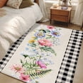 thumbnail image 4 of Rectangle Area Rugs 4 x 6 Ft, Pink Spring Floral Non-Slip Residential Carpet, Black White Plaid Pastoral Flowers Rustic Indoor Crawling Mats Runner Rugs for Living Room/Dining Room/Bedroom, 4 of 8