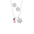 thumbnail image 2 of Delight Jewelry Silvertone 3-D Pink Baby Bottle Silver tone Snowflake Charm Necklace and Stud Earrings, 2 of 4
