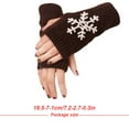 thumbnail image 4 of 1 Pair Knit Half Finger Glove Comfortable Winter Delicate Simple Knitting Craft Fingers Covers Hand Cover with Snowflake Pattern Coffee, 4 of 6