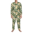 thumbnail image 3 of Sikiie Lilies Flowers Mens Pajama Set, Soft Warm Long Sleeve Sleepwear, Cozy Button-Down Pjs for Men-X-Large, 3 of 7