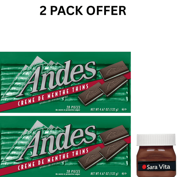Andes Crème de Menthe Thin Mints, 4.67 oz. Peanut Free, Gluten Free. Contains Milk.