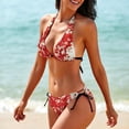 thumbnail image 6 of Blood Splatter Graphic Women's Bikini V Neck Swimsuit Set 2 Piece Over Size Bathing Suit Side Triangle Bathing Suit, 6 of 9