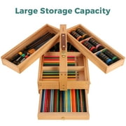 VISWIN Artist Storage Box,Portable Solid Beech Wooden Tool Box with Drawer