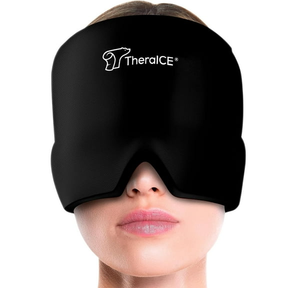 TheraICE Migraine Relief Cap, Soothing Headache Hat Ice Pack Mask, Face Cold Compress Cooling Gel Head Wrap Products for Tension, Stress & Hangover