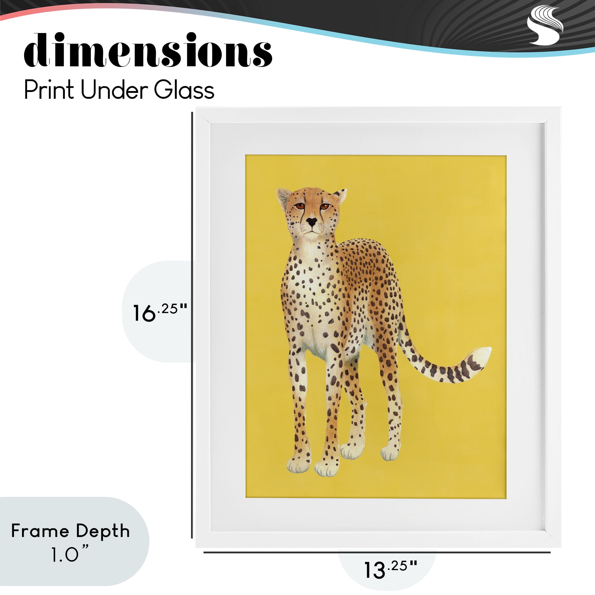 Stupell Industries Exotic Cheetah over Yellow White Framed Print Under Glass, design by Karolina Sato