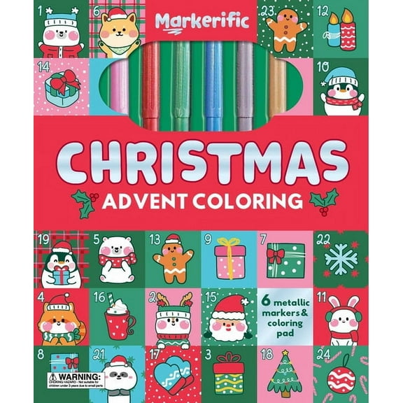 Markerific Markerific: Christmas Advent Coloring: Activity Folder with 6 Markers, (Hardcover)
