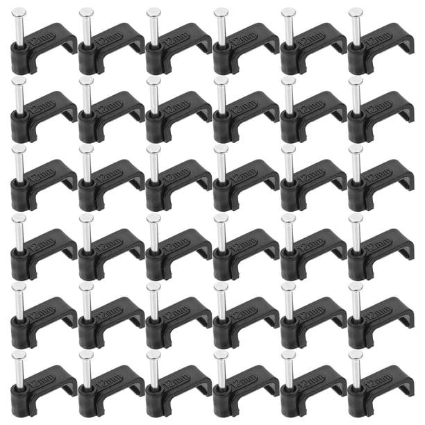 100pcs media abrazaderas en negro J ganchos con clavos Soporte de tubería Abrazaderas de fijación