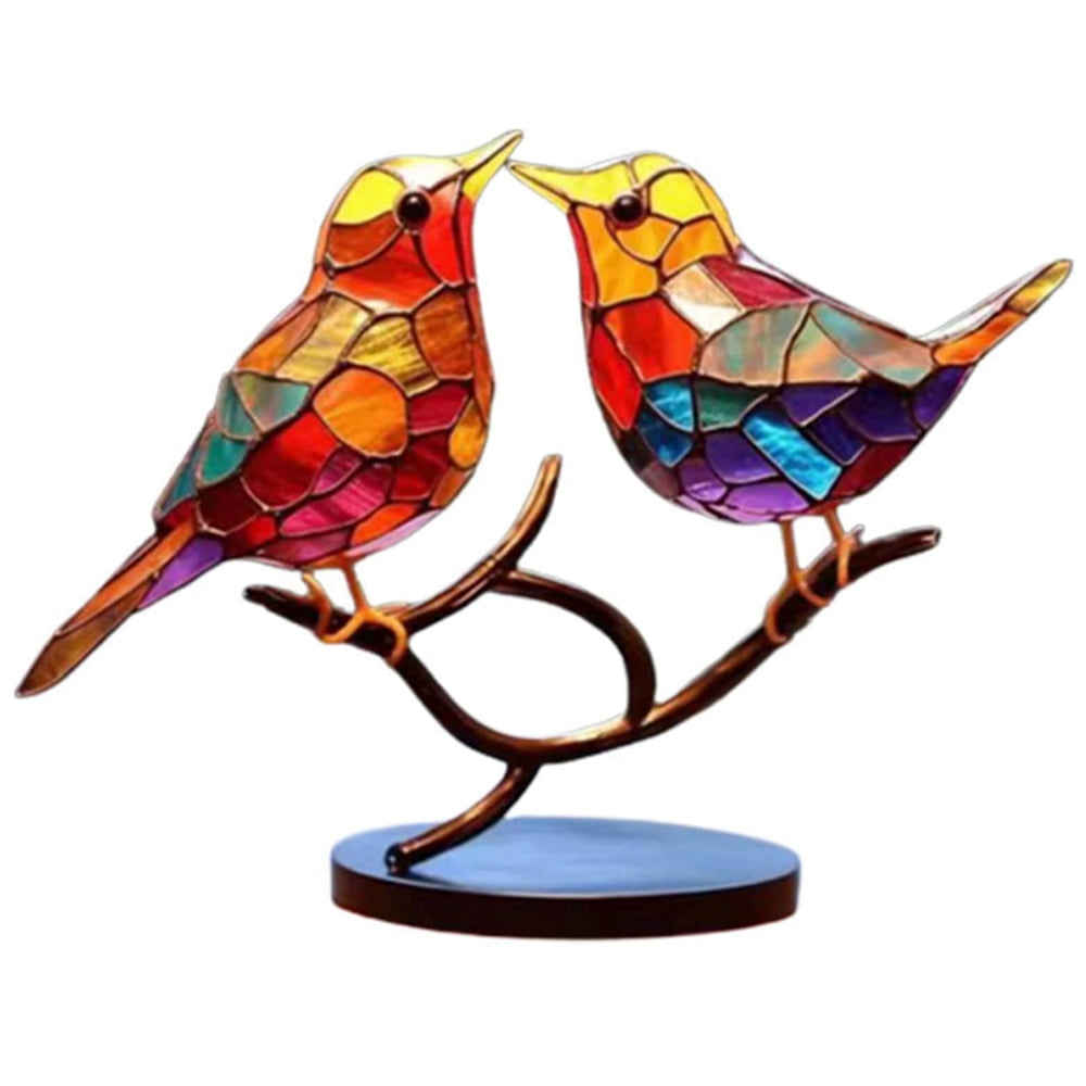 Colorful Birds Ornament,Multicolor Birds Decorations Tabletop Ornaments,Metal Birds Figurine
