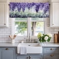 thumbnail image 2 of Watercolor Lavender Window Valance Curtain Purple Flowers Leaf Plant Rod Pocket Short Curtain for Living Room, Bedroom & Kitchen Window Decor 54x18in, 2 of 8