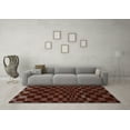 thumbnail image 3 of Ahgly Company Indoor Round Checkered Light Blue Modern Area Rugs, 6' Round, 3 of 4