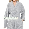 thumbnail image 4 of PAVILIA Light Gray Short Robes for Women, Plush Soft Womens Bathrobe Lightweight, Fluffy Fuzzy Cozy Women’s Bath Robe Knee Length, Shower Spa House Kimono Robe, S/M, 4 of 8