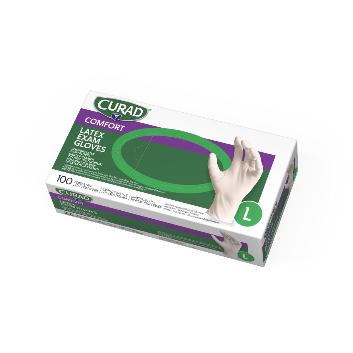Curad Exam Gloves Latex 100ct Size Large