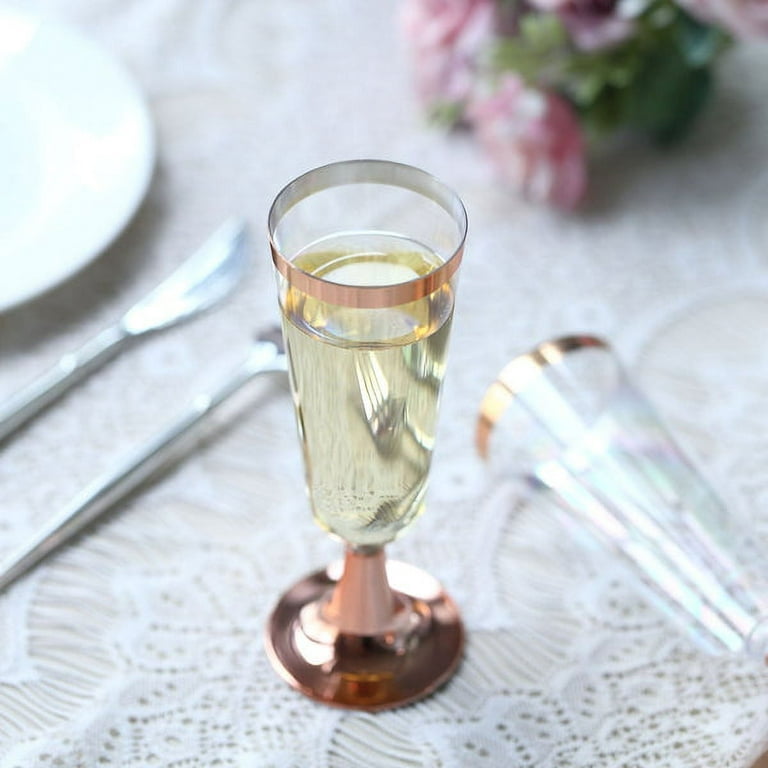 Set of Nine French Crystal Gold Rimmed Hollow Stem Wine Glasses