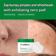 Troubless Clear Toner Pad with Tea Tree 4-Terpineol, Exfoliating & Pore Cleansing Facial Toner Pads