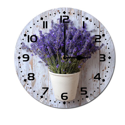 ZXCXRQFa Lavender Watercolor Vintage Silent Non Ticking Round Wood Wall Clocks Battery Operated Easy to Read 10 Inch Decorative Home Decor for Living Room,Bedroom,Kids Room
