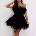 thumbnail image 2 of KDFJPTH Tulle Dress Women Short Puffy Prom Dress Strapless Mesh Birthday Fairy Dresses Ruffle Party Poofy Gown Photoshoot Semi Formal Dresses for Women Evening, 2 of 8