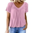 thumbnail image 2 of TODOZO T Shirts for Women Loose Fit Casual Lightweight Soft Basic Tees Summer Tops for Women 2025 Women's Casual Summer T Shirts Short Sleeve V Neck Tops Tshirts Pink L, 2 of 6