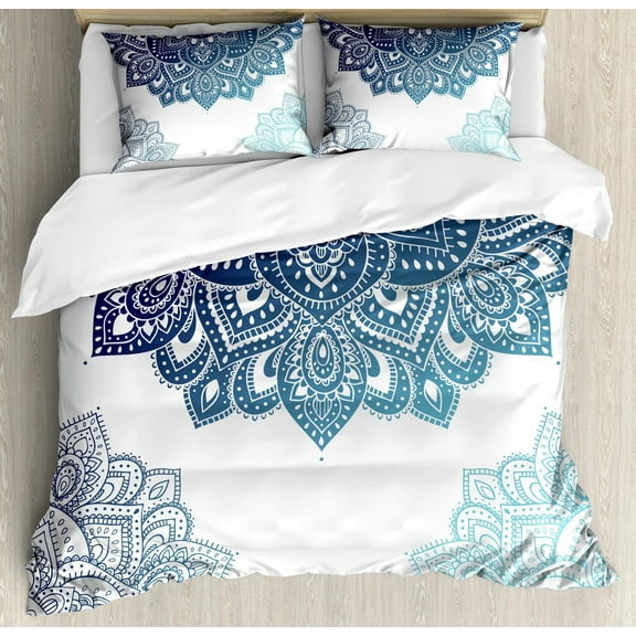 South Mandala Floral Duvet Cover Set Vibrant Color Ornamental Illustration Bedding Set Bohemian Mand
