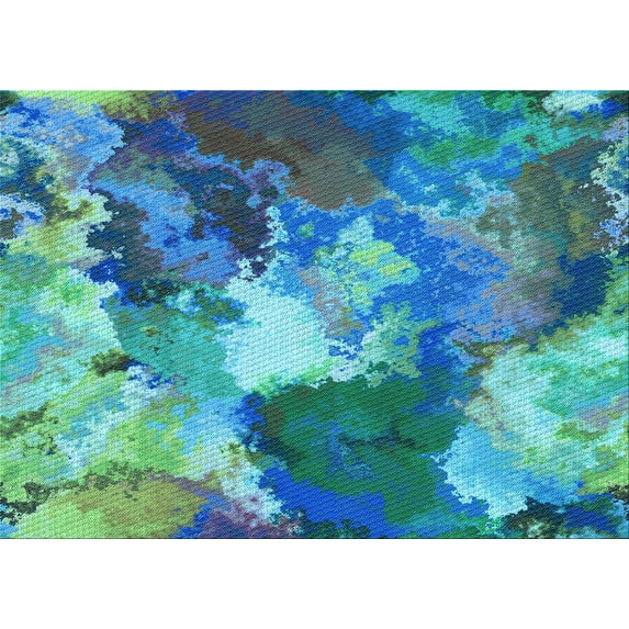 Ahgly Company Indoor Rectangle Patterned Blue Eyes Blue Area Rugs, 5' x 7'