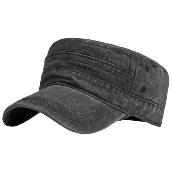 Slccxzc Flat Military Cap Adult Outdoor Sun Hat Black