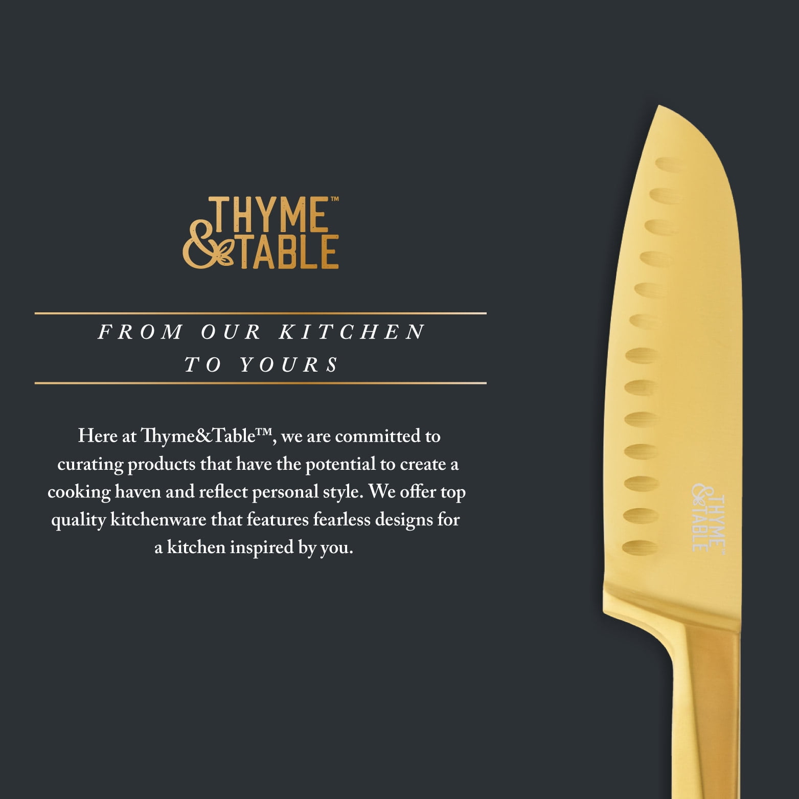 Thyme & Table 3-Piece Gold Knife Set with Protective Sheaths