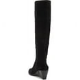 thumbnail image 2 of 1.State Kern Black Soft Suede Knee High Low Wedge Pointed Toe Dress Boots (Black, 9.5), 2 of 5