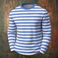 thumbnail image 4 of MYAOYI Mens Striped Long Sleeve Shirt Crew Neck Casual Horizontal Stripe Top, 4 of 5
