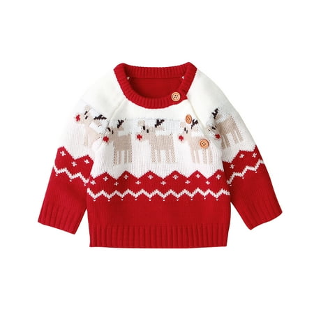 

Binpure Unisex Toddler Christmas Long Sleeve Elk Pattern Winter Pullover Sweater