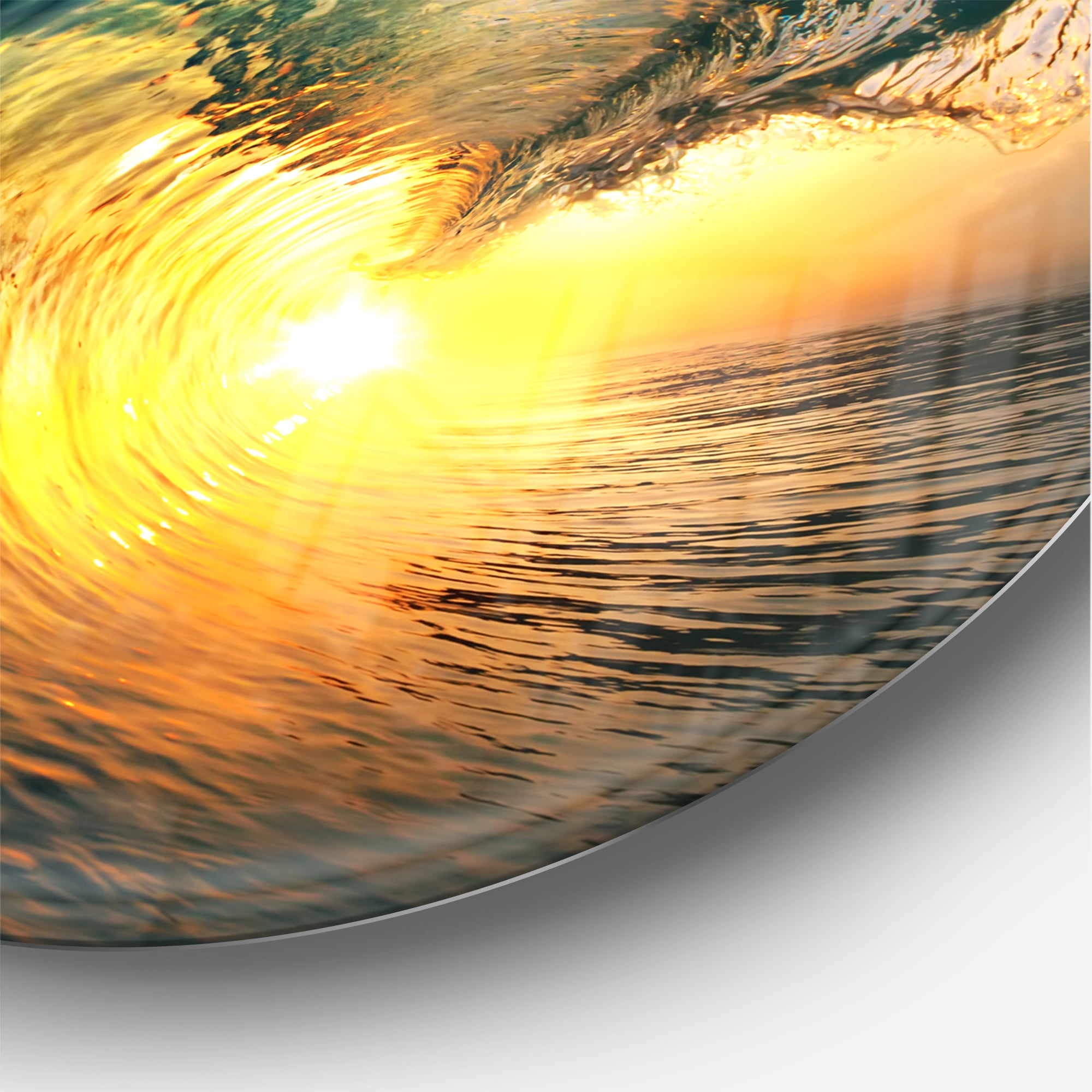 Designart 'Colored Ocean Waves Falling Down VI' Coastal wall clock